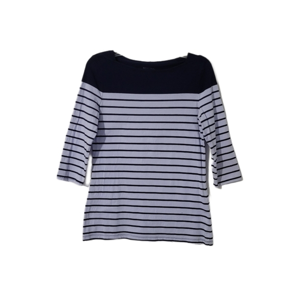 Merona Women's Size Medium 3/4 Sleeve  Striped  Top/Shirt  Blue & Gray - Picture 1 of 6